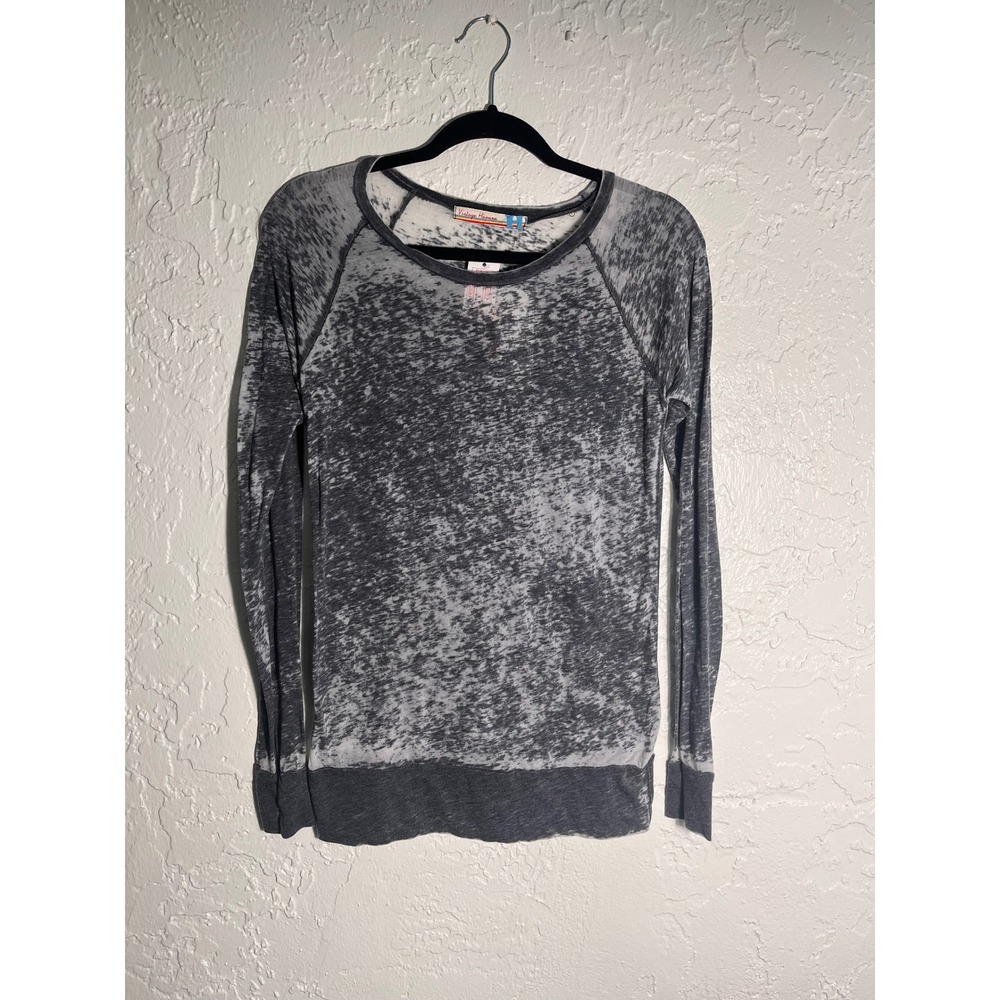 Vintage Havana Gray Burnout‎ Long Sleeve Raglan Sweatshirt Women's Large